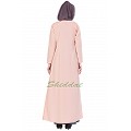 Double layered abaya with embroidery- Pink-Grey Double layered abaya with embroidery- Pink-Grey